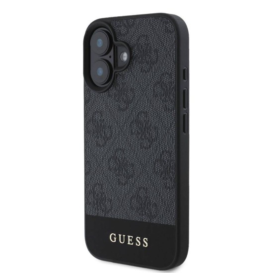 Husa Guess PU 4G Stripe pentru iPhone 16, Gri (Bakr, GUHCP16SG4GLGR) by www.silkase.ro