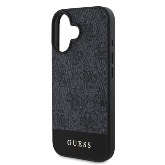 Husa Guess PU 4G Stripe pentru iPhone 16, Gri (Bakr, GUHCP16SG4GLGR) by www.silkase.ro