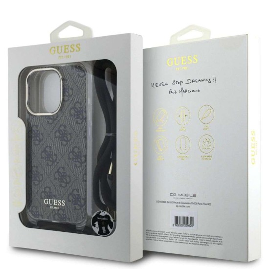 Husa Crossbody Guess IML 4G Printed Strap pentru iPhone 16 Pro, Maro (Bakr, GUHCP16LHC4SEW) by www.silkase.ro