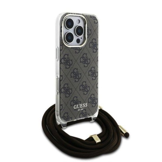Husa Crossbody Guess IML 4G Printed Strap pentru iPhone 16 Pro Max, Maro (Bakr, GUHCP16XHC4SEW) by www.silkase.ro