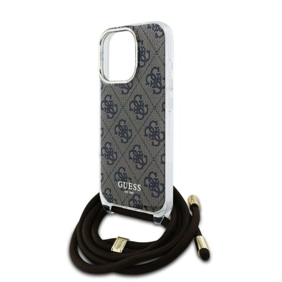 Husa Crossbody Guess IML 4G Printed Strap pentru iPhone 16 Pro Max, Maro (Bakr, GUHCP16XHC4SEW) by www.silkase.ro