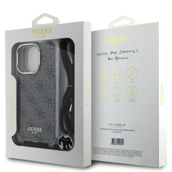 Husa Crossbody Guess IML 4G Printed Strap pentru iPhone 16 Pro Max, Maro (Bakr, GUHCP16XHC4SEW) by www.silkase.ro
