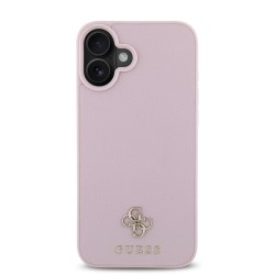 Husa Guess PU Grained 4G Small Metal Logo MagSafe pentru iPhone 16 Plus, Roz