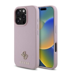 Husa Guess PU Grained 4G Small Metal Logo MagSafe pentru iPhone 16 Pro Max, Roz