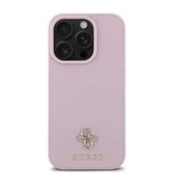 Husa Guess PU Grained 4G Small Metal Logo MagSafe pentru iPhone 16 Pro Max, Roz