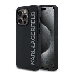 Husa Karl Lagerfeld 3D Rubber Glitter Logo pentru iPhone 13 Pro, Neagra