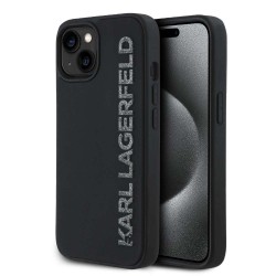 Husa Karl Lagerfeld 3D Rubber Glitter Logo pentru iPhone 14, Neagra