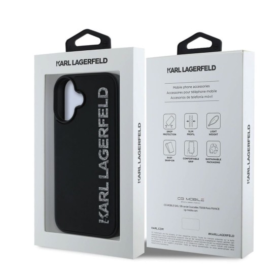 Husa Karl Lagerfeld 3D Rubber Glitter Logo pentru iPhone 16, Neagra Husa Karl Lagerfeld 3D Rubber Glitter Logo pentru iPhone 16, Neagra (Bakr, KLHCP16SRBKGVCK) by www.silkase.ro