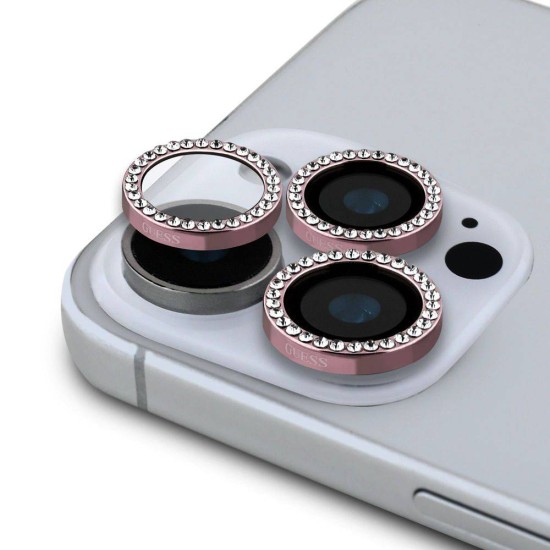 Protecție Cameră Guess Glitter pentru iPhone 16 Pro / 16 Pro Max, Roz (Bakr, GUCL163SGGP) by www.silkase.ro