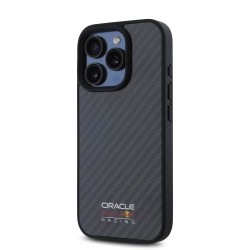 Husa Red Bull Carbon Shiny Logo MagSafe pentru iPhone 16 Pro, Neagra