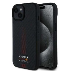 Husa Red Bull Carbon Powerbar MagSafe pentru iPhone 15, Neagra