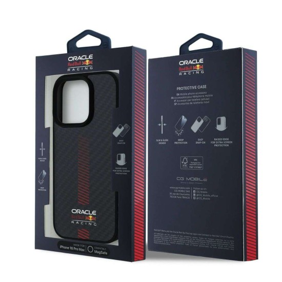 Husa Red Bull Carbon Powerbar MagSafe pentru iPhone 16 Pro Max, Neagra (Bakr, RBHMP16X24CFGSMK) by www.silkase.ro