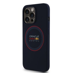 Husa Red Bull Silicone Red Ring MagSafe pentru iPhone 13 Pro, Bleumarin