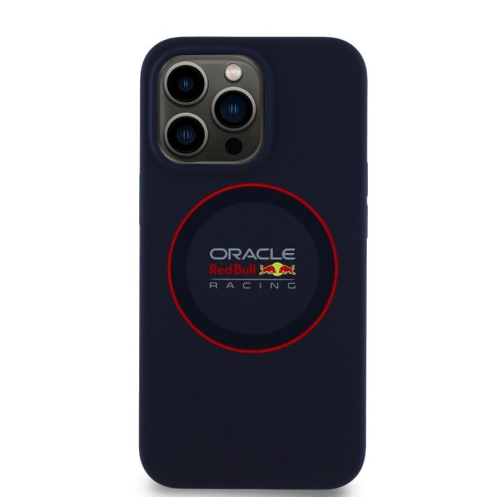 Husa Red Bull Silicone Red Ring MagSafe pentru iPhone 13 Pro, Bleumarin (Bakr, RBHMP13L24SIILVR) by www.silkase.ro