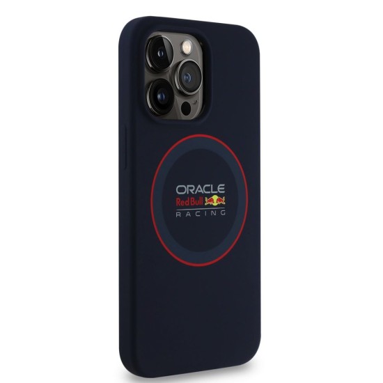 Husa Red Bull Silicone Red Ring MagSafe pentru iPhone 13 Pro, Bleumarin (Bakr, RBHMP13L24SIILVR) by www.silkase.ro