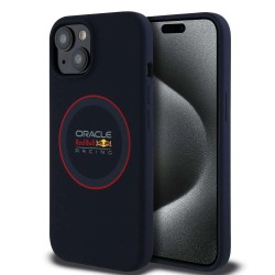 Husa Red Bull Silicone Red Ring MagSafe pentru iPhone 15, Bleumarin