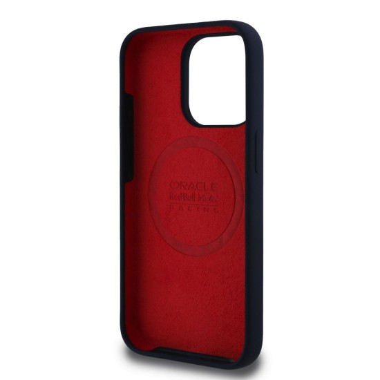 Husa Red Bull Silicone Red Ring MagSafe pentru iPhone 15 Pro, Bleumarin (Bakr, RBHMP15L24SIILVR) by www.silkase.ro