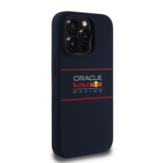 Husa Red Bull Silicone Horizontal Logo MagSafe pentru iPhone 14 Pro, Bleumarin (Bakr, RBHMP14L24SIHSRV) by www.silkase.ro