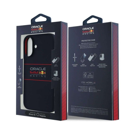 Husa Red Bull Silicone Horizontal Logo MagSafe pentru iPhone 16, Bleumarin (Bakr, RBHMP16S24SIHSRV) by www.silkase.ro