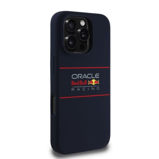 Husa Red Bull Silicone Horizontal Logo MagSafe pentru iPhone 16 Pro Max, Bleumarin (Bakr, RBHMP16X24SIHSRV) by www.silkase.ro