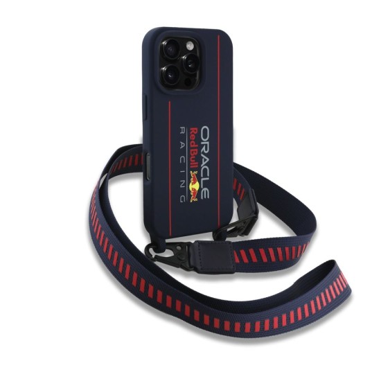 Husa Crossbody Red Bull Silicone Vertical Logo MagSafe pentru iPhone 16 Pro, Bleumarin (Bakr, RBHMP16L24SISOLRV) by www.silkase.ro
