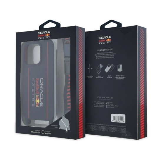 Husa Crossbody Red Bull Silicone Vertical Logo MagSafe pentru iPhone 16 Pro, Bleumarin (Bakr, RBHMP16L24SISOLRV) by www.silkase.ro