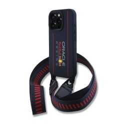 Husa Crossbody Red Bull Silicone Vertical Logo MagSafe pentru iPhone 16 Pro Max, Bleumarin