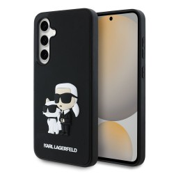 Husa Karl Lagerfeld 3D Rubber Karl and Choupette pentru Samsung Galaxy S24 FE, Neagra