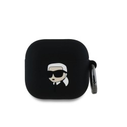Husa Karl Lagerfeld 3D Logo NFT Karl Head Silicon pentru AirPods 4, Neagra