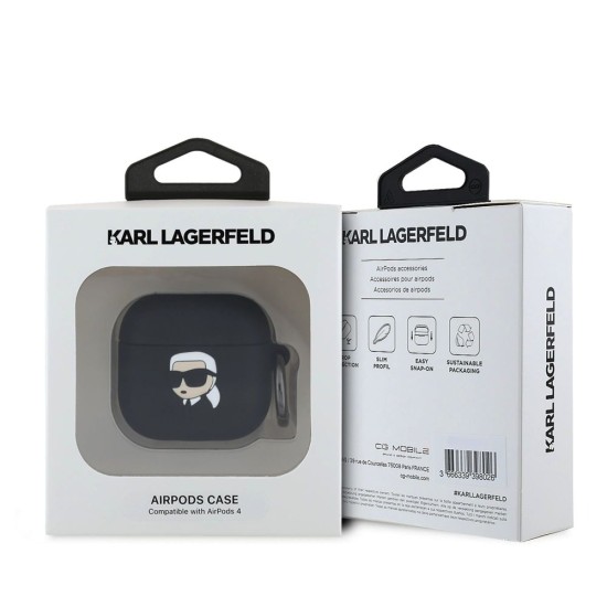 Husa Karl Lagerfeld 3D Logo NFT Karl Head Silicon pentru AirPods 4, Neagra Husa Karl Lagerfeld 3D Logo NFT Karl Head Silicon pentru AirPods 4, Neagra (Bakr, KLA4RUNIKK) by www.silkase.ro