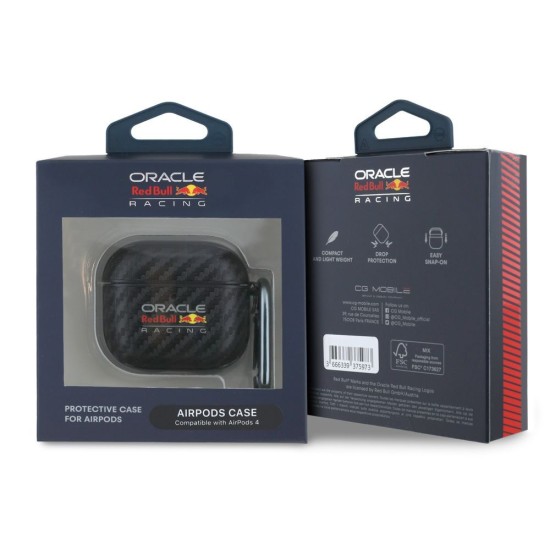 Husa Red Bull PU Carbon pentru AirPods 4, Neagra Husa Red Bull PU Carbon pentru AirPods 4, Neagra (Bakr, RBA4PUCAILK) by www.silkase.ro