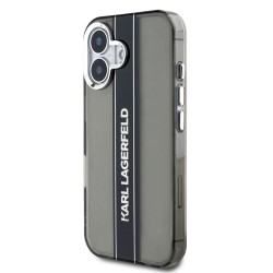 Husa Karl Lagerfeld IML Stripe Logo pentru iPhone 16, Neagra