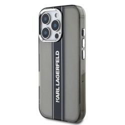 Husa Karl Lagerfeld IML Stripe Logo pentru iPhone 16 Pro, Neagra