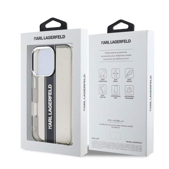 Husa Karl Lagerfeld IML Stripe Logo pentru iPhone 16 Pro Max, Neagra Husa Karl Lagerfeld IML Stripe Logo pentru iPhone 16 Pro Max, Neagra (Bakr, KLHCP16XHCFCPSCK) by www.silkase.ro