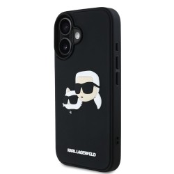 Husa Karl Lagerfeld 3D Rubber Double Heads pentru iPhone 16, Neagra Husa Karl Lagerfeld 3D Rubber Double Heads pentru iPhone 16, Neagra