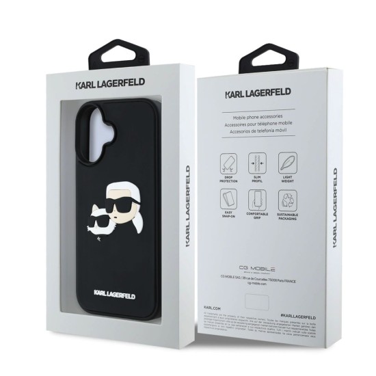 Husa Karl Lagerfeld 3D Rubber Double Heads pentru iPhone 16, Neagra Husa Karl Lagerfeld 3D Rubber Double Heads pentru iPhone 16, Neagra (Bakr, KLHCP16SRBCKCHLK) by www.silkase.ro