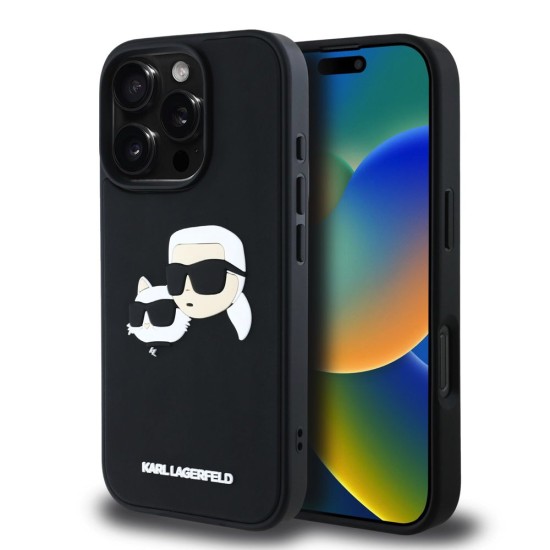 Husa Karl Lagerfeld 3D Rubber Double Heads pentru iPhone 16 Pro, Neagra Husa Karl Lagerfeld 3D Rubber Double Heads pentru iPhone 16 Pro, Neagra (Bakr, KLHCP16LRBCKCHLK) by www.silkase.ro