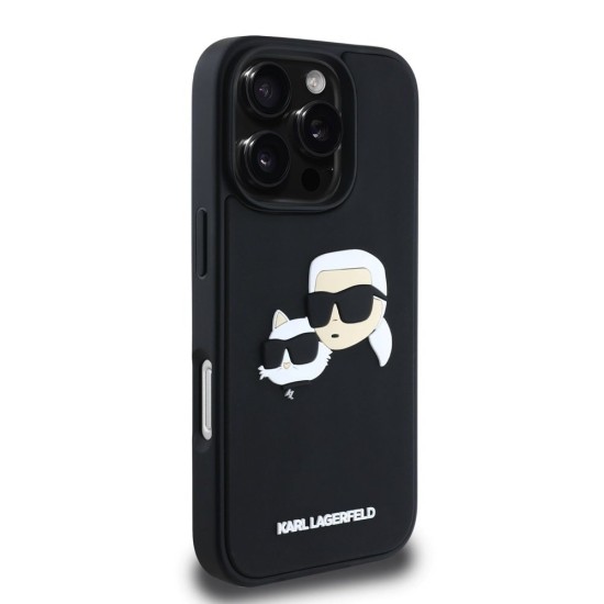 Husa Karl Lagerfeld 3D Rubber Double Heads pentru iPhone 16 Pro, Neagra Husa Karl Lagerfeld 3D Rubber Double Heads pentru iPhone 16 Pro, Neagra (Bakr, KLHCP16LRBCKCHLK) by www.silkase.ro
