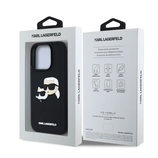 Husa Karl Lagerfeld 3D Rubber Double Heads pentru iPhone 16 Pro, Neagra Husa Karl Lagerfeld 3D Rubber Double Heads pentru iPhone 16 Pro, Neagra (Bakr, KLHCP16LRBCKCHLK) by www.silkase.ro