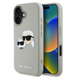 Husa Karl Lagerfeld 3D Rubber Double Heads pentru iPhone 16, Bej