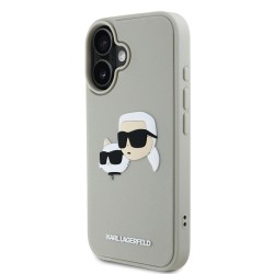 Husa Karl Lagerfeld 3D Rubber Double Heads pentru iPhone 16, Bej Husa Karl Lagerfeld 3D Rubber Double Heads pentru iPhone 16, Bej