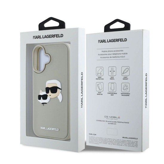 Husa Karl Lagerfeld 3D Rubber Double Heads pentru iPhone 16, Bej Husa Karl Lagerfeld 3D Rubber Double Heads pentru iPhone 16, Bej (Bakr, KLHCP16SRBCKCHLE) by www.silkase.ro