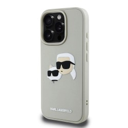 Husa Karl Lagerfeld 3D Rubber Double Heads pentru iPhone 16 Pro, Bej Husa Karl Lagerfeld 3D Rubber Double Heads pentru iPhone 16 Pro, Bej