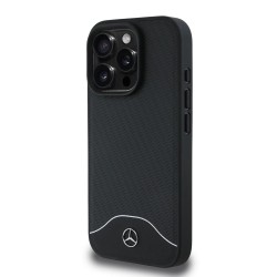 Husa Mercedes Wood Imitation and Smooth Leather MagSafe pentru iPhone 16 Pro, Neagra Husa Mercedes Wood Imitation and Smooth Leather MagSafe pentru iPhone 16 Pro, Neagra