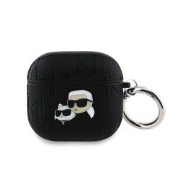 Husa Karl Lagerfeld PU Embossed Karl and Choupette Heads pentru AirPods 4, Neagra