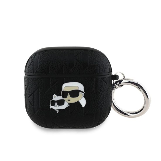 Husa Karl Lagerfeld PU Embossed Karl and Choupette Heads pentru AirPods 4, Neagra (Bakr, KLA4PGKCPK) by www.silkase.ro