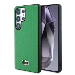 Husa Lacoste Iconic Petit Pique Woven Logo MagSafe pentru Samsung Galaxy S25 Ultra, Verde