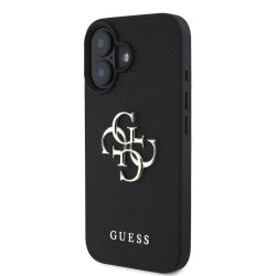 Husa Guess PU Grained 4G Metal Logo pentru iPhone 16, Neagra Husa Guess PU Grained 4G Metal Logo pentru iPhone 16, Neagra