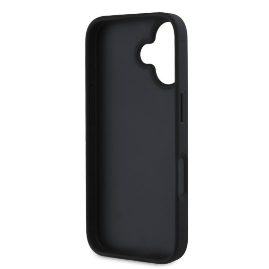 Husa Guess PU Grained 4G Metal Logo pentru iPhone 16, Neagra (Bakr, GUHCP16SPGT4MBK) by www.silkase.ro