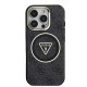 Husa Guess IML 4G Glitter Triangle Logo MagSafe pentru iPhone 16 Pro Max, Neagra (Bakr, GUHMP16XHG4PRTGK) by www.silkase.ro